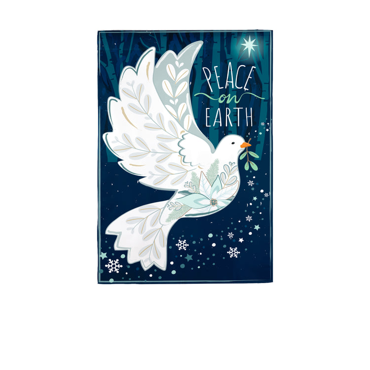 Peace on Earth Dove Burlap House Flag; Polyester 28"x44"