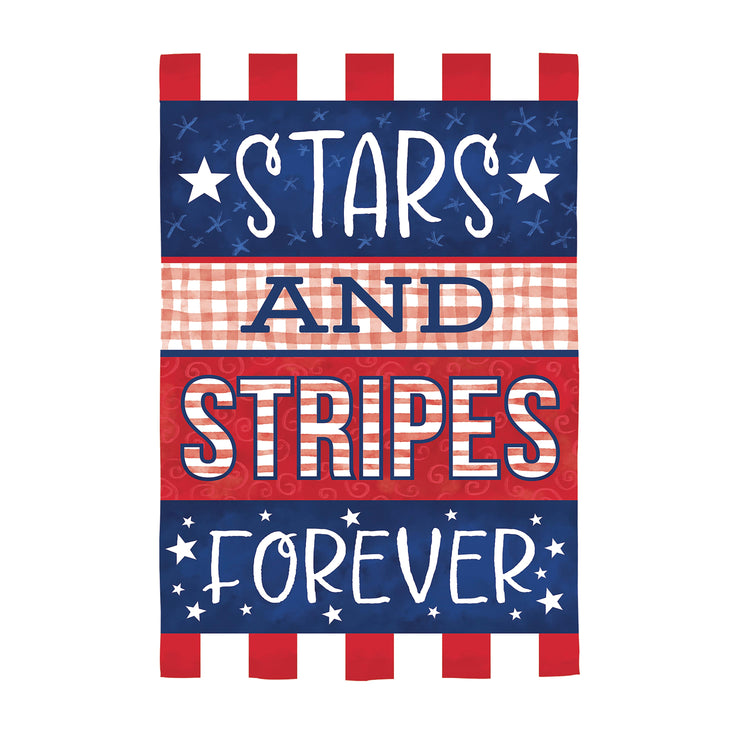 Stars & Stripes Forever Burlap House Flag; Polyester 28"x44"