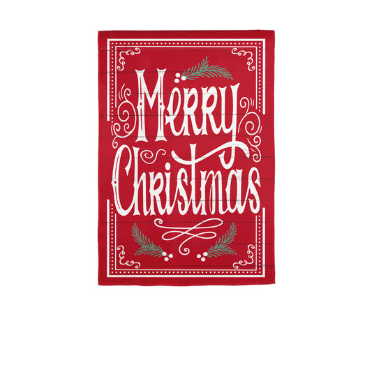 Quaint Merry Christmas Sign Burlap House Flag; Polyester 28"x44"