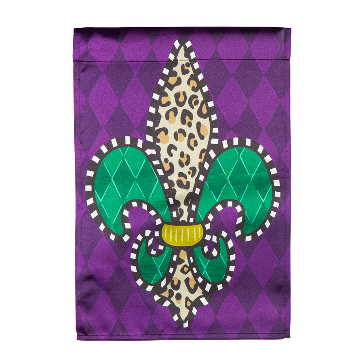 Animal Print Fleur de Lis Printed Lustre House Flag; Polyester 29"x43"