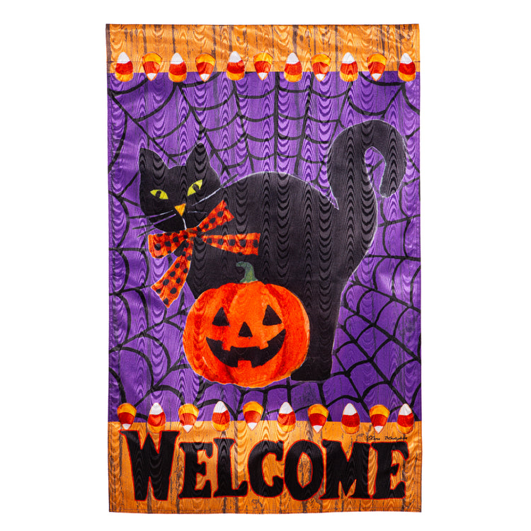 Black Cat House Flag Moire Polyester 29"x43"