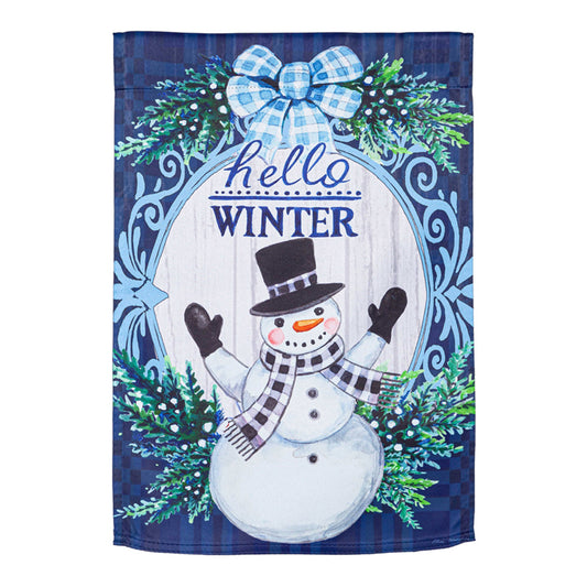 Winter Snowman Printed Suede House Flag; Polyester 29"x43"