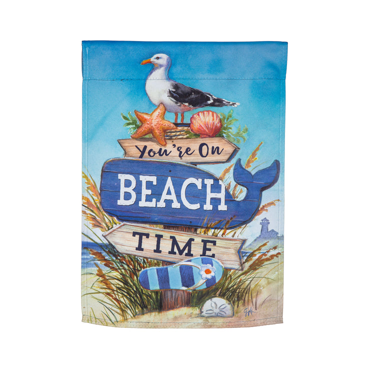 You're on Beach Time Printed Suede House Flag; Polyester 29"x43"