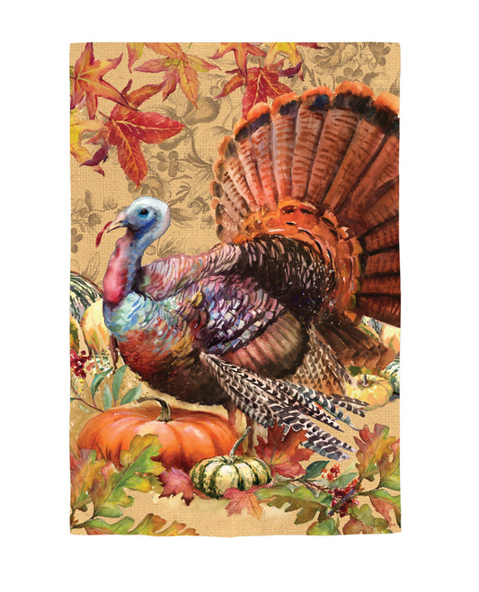 Thanksgiving Turkey Printed Suede House Flag; Polyester 29"x43"