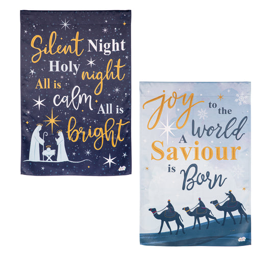 Joy to the World Reversible Printed Suede House Flag; Polyester 29"x43"