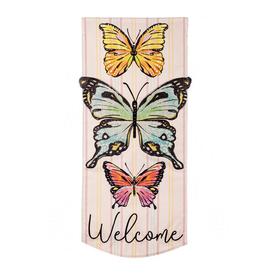 Butterfly Fields Everlasting Impressions Garden Flag; Polyester-Linen Blend 12.5"x28"