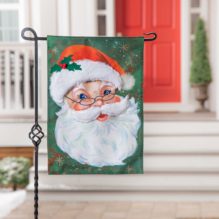 Merry Santa Garden Flag; Linen Textured Polyester 12.5"x18"