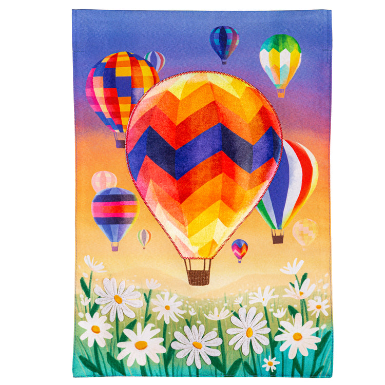 Hot Air Balloons Garden Flag; Linen-Polyester 12.5"x18"