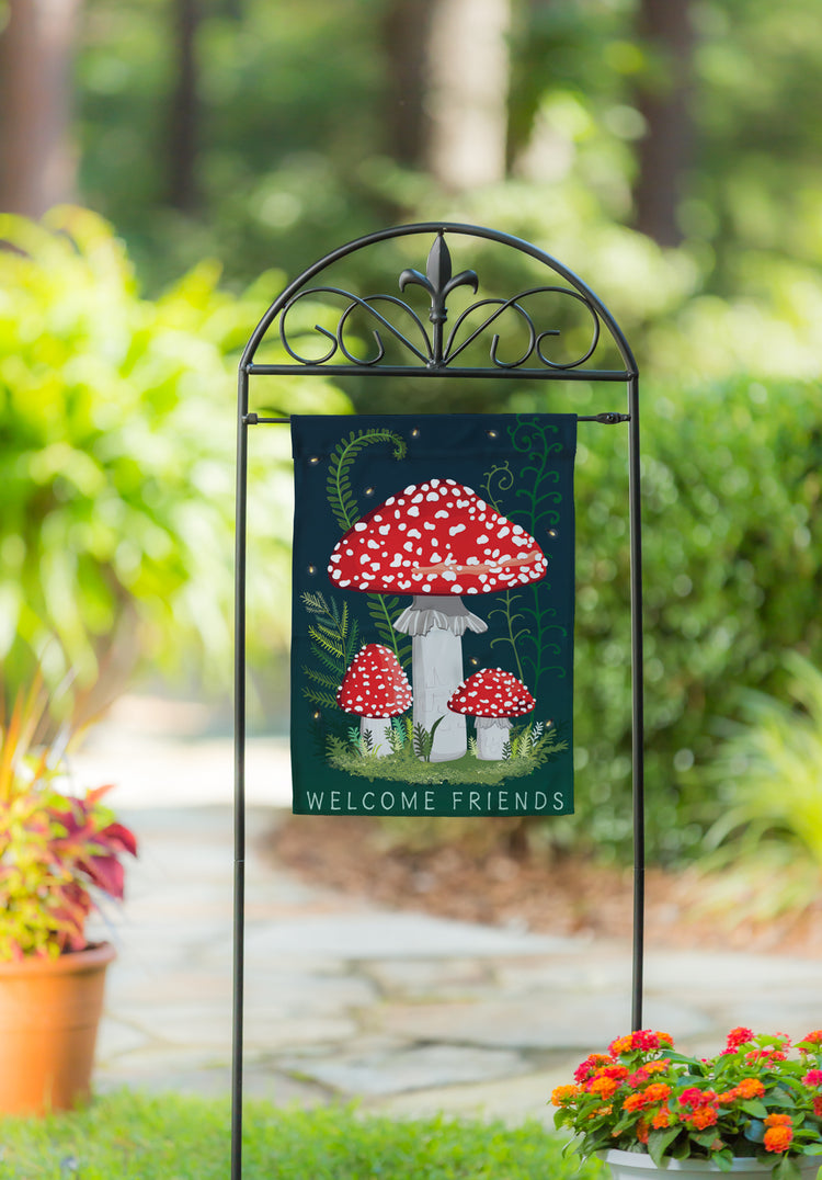 Welcome Friends Mushroom Garden Flag