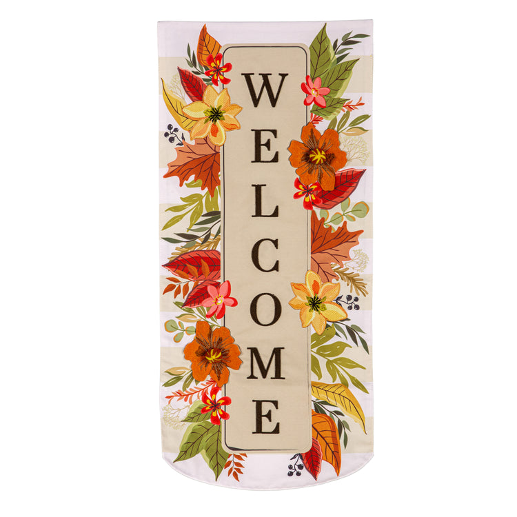 Autumn Floral Welcome Everlasting Impressions Garden Flag; Polyester-Linen Blend 12.5"x28"