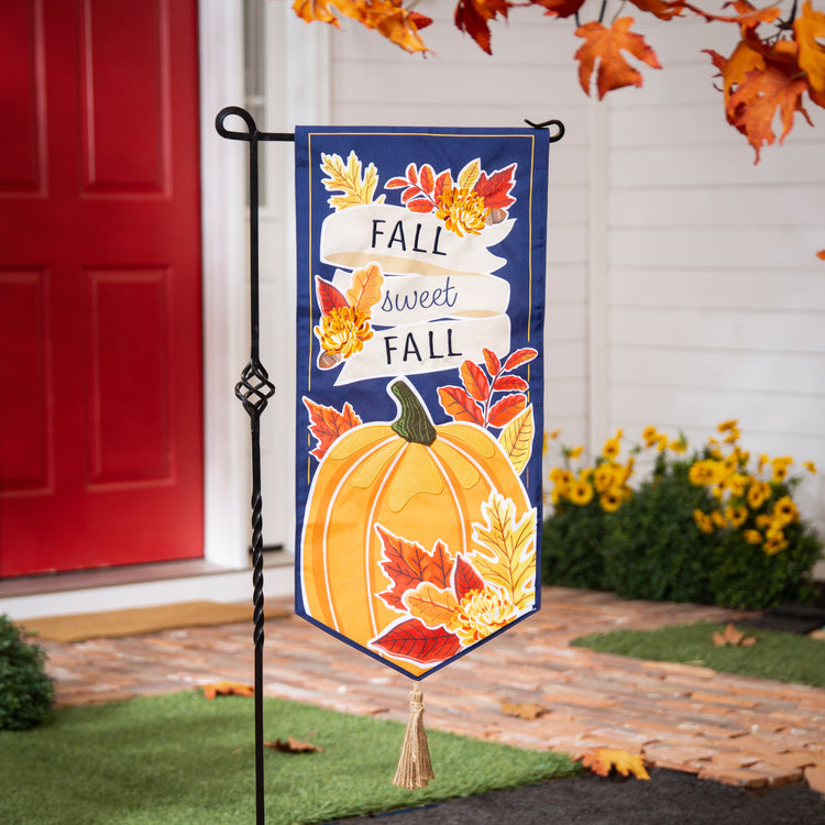 Fall Sweet Fall Everlasting Impressions Garden Flag; Polyester-Linen Blend 12.5"x28"