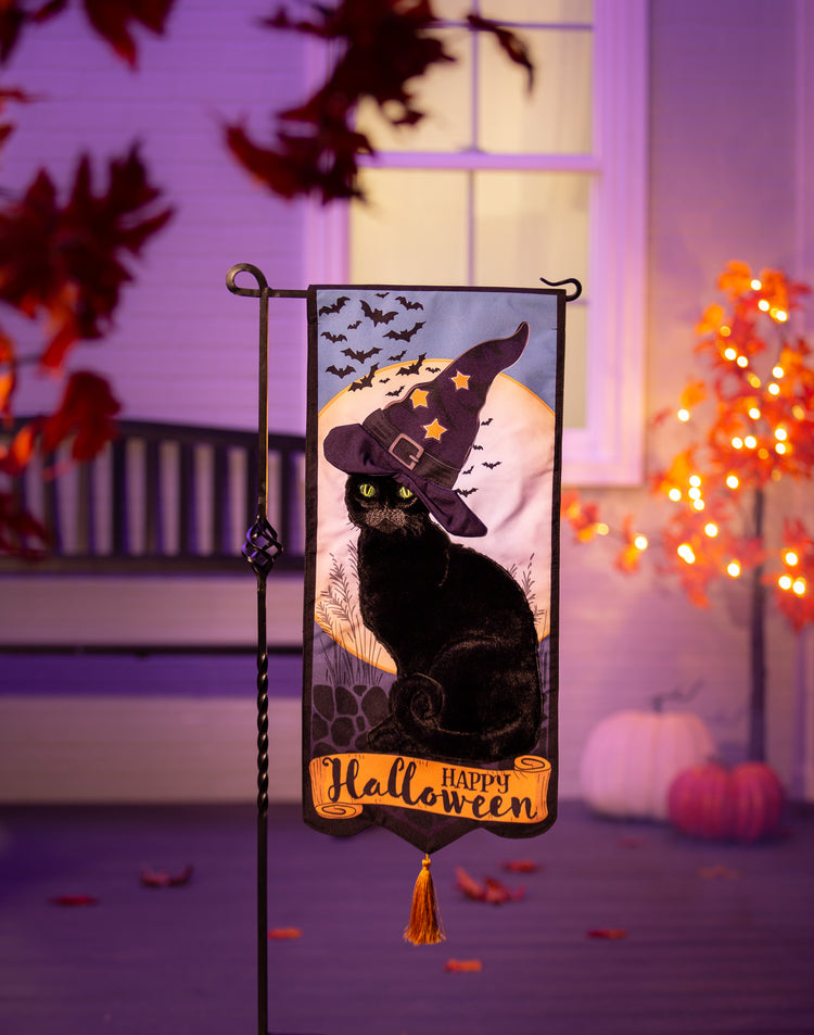 Happy Halloween Black Cat Everlasting Impressions Garden Flag