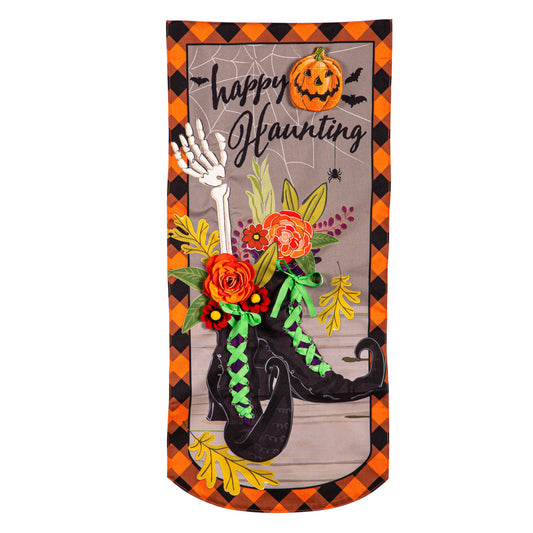 Happy Haunting Everlasting Impressions Garden Flag; Polyester-Linen Blend 12.5"x28"