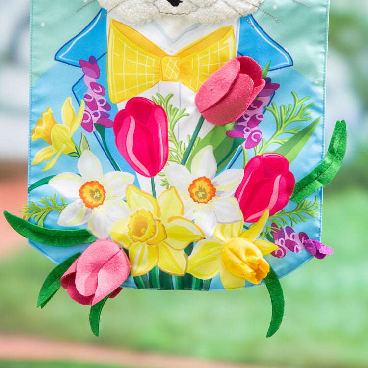 Mister Easter Bunny Everlasting Impressions Garden Flag; Polyester-Linen Blend 12.5"x28"