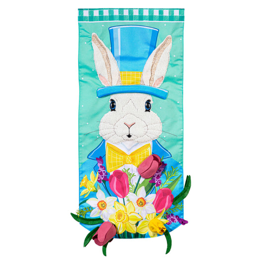 Mister Easter Bunny Everlasting Impressions Garden Flag; Polyester-Linen Blend 12.5"x28"