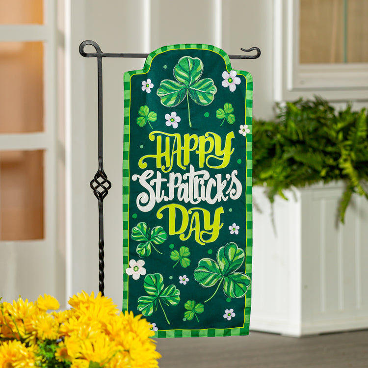 Happy St Patrick's Day Shamrocks Everlasting Impressions Garden Flag