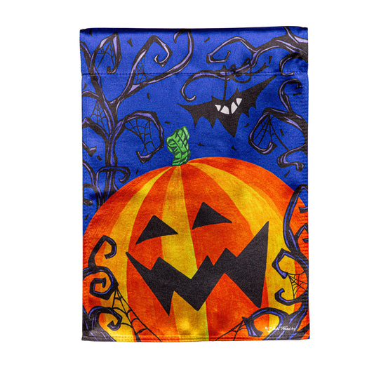 Halloween Jack O'Lantern Lustre Garden Flag; Polyester 12.5"x18"