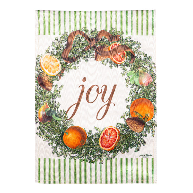 Joy Wreath Moire Garden Flag; Polyester 12.5"x18"