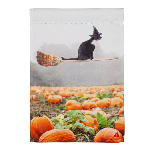 Flying Cat Printed Suede Garden Flag; Polyester 12.5"x18"