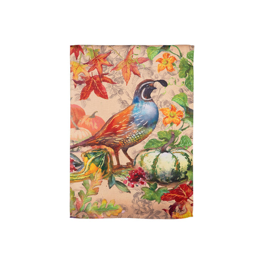 Fall Fowl Printed Suede Garden Flag; Polyester 12.5"x18"