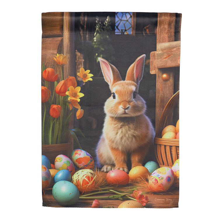 Hoppy Easter Suede Garden Flag; Polyester 12.5"x18"