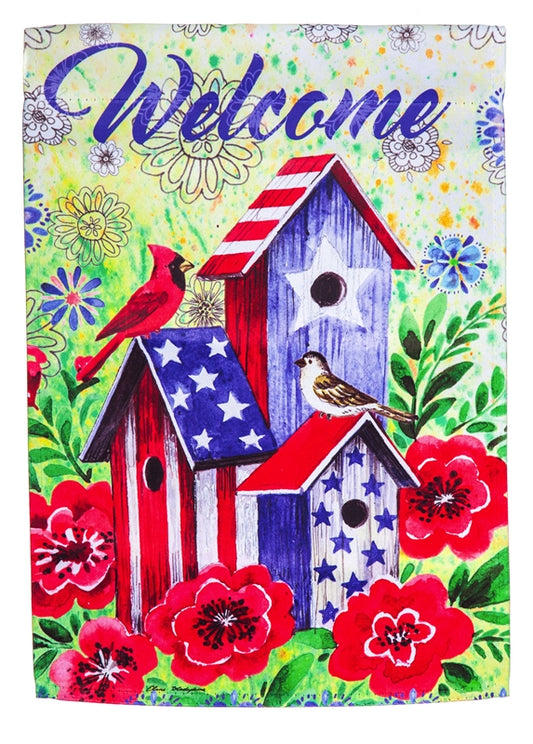 American Patriotic Birdhouse Garden Flag