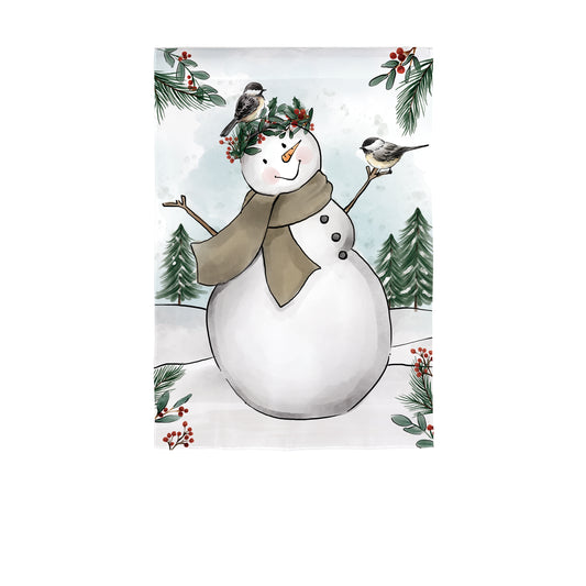 Snowman Applique House Flag; Polyester 28"x44"