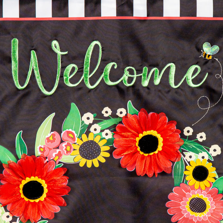 Welcome Wreath Printed/Applique House Flag; Polyester 28"x44"