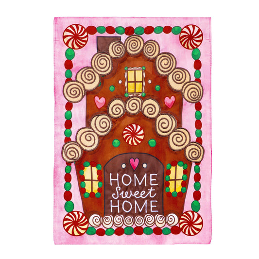 Home Sweet Home Applique House Flag; Polyester 28"x44"