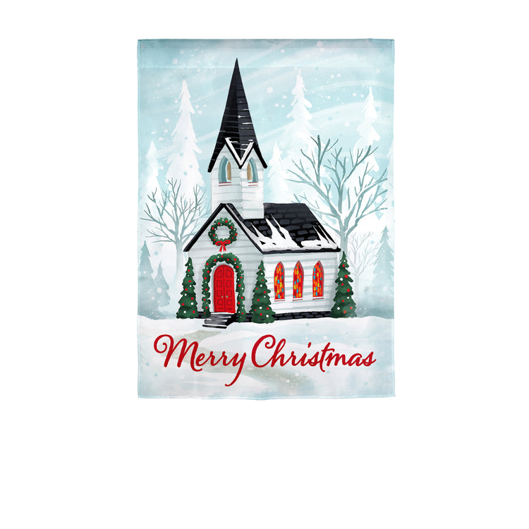 Winter Church Garden Flag; Polyester 12.5"x18"