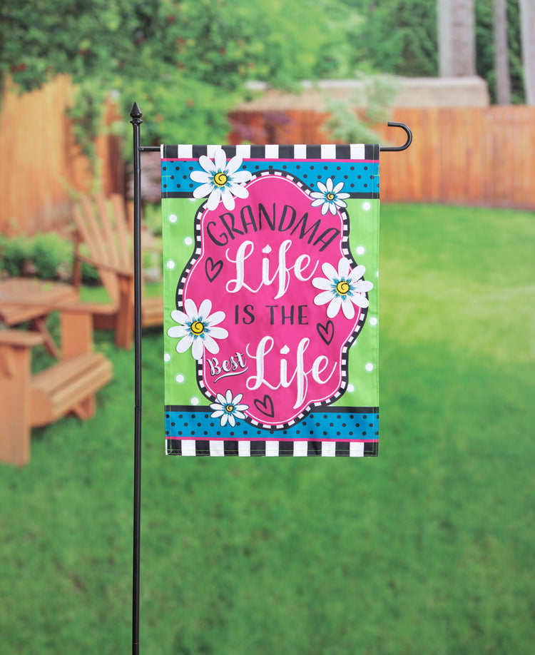 Grandma Life Printed/Applique Garden Flag; Polyester 12.5"x18"