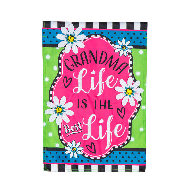 Grandma Life Printed/Applique Garden Flag; Polyester 12.5"x18"