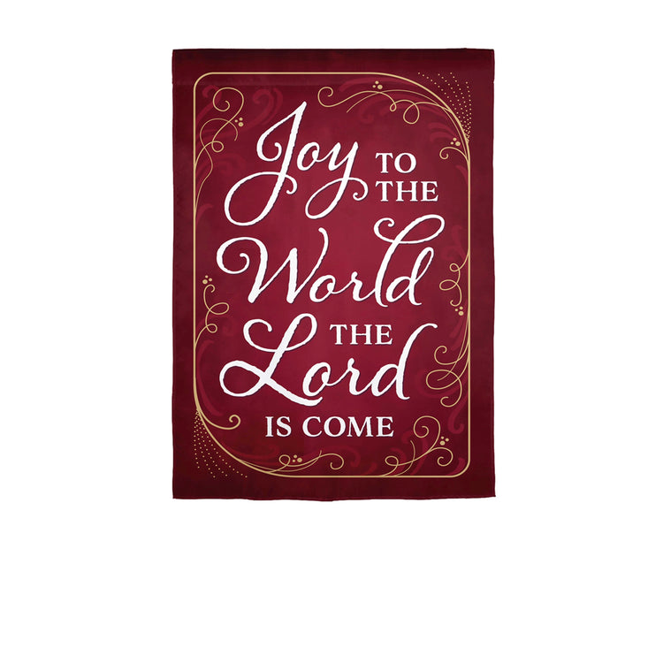 Joy to the World Applique Garden Flag; Polyester 12.5"x18"