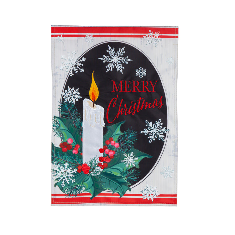 Merry Christmas Holly Garden Flag; Polyester 12.5"x18"