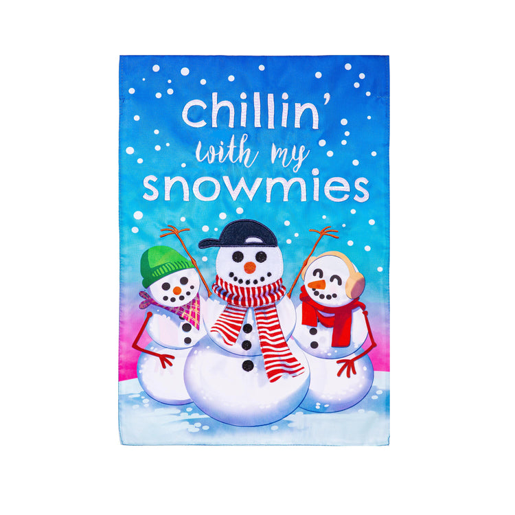 Chillin with my Snowmies Garden Flag; Polyester 12.5"x18"