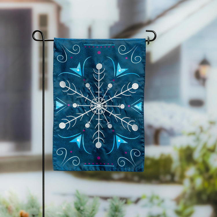 Blue Snowflake Garden Flag; Polyester 12.5"x18"