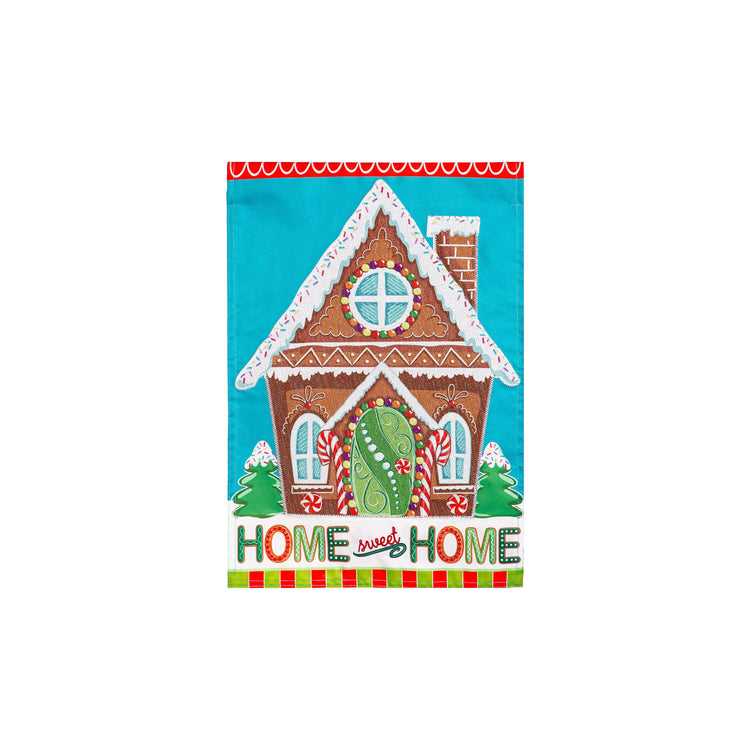 Gingerbread Home Sweet Home Garden Flag; Polyester 12.5"x18"