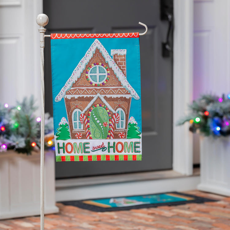 Gingerbread Home Sweet Home Garden Flag; Polyester 12.5"x18"