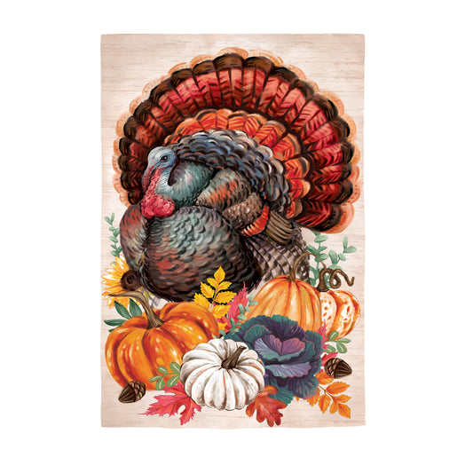 Elaborate Turkey Applique Garden Flag; Polyester 12.5"x18"