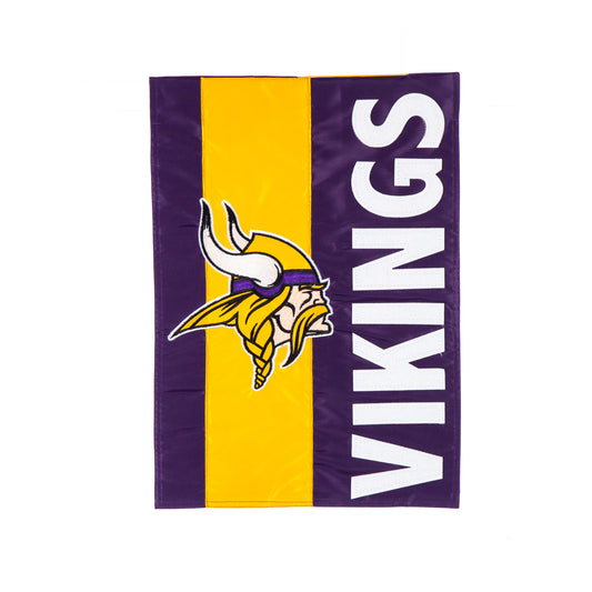 Minnesota Vikings Applique Double Sided Team Garden Flag; Polyester 12.5"x18"