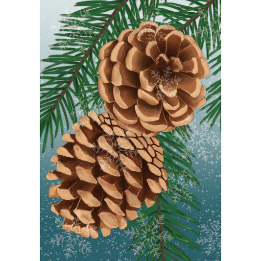 Winter Pine Cone Printed Suede House Flag; Polyester 29"x43"