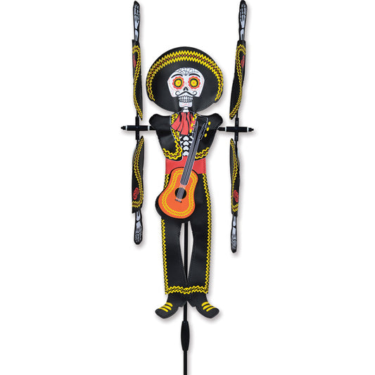 Day of the Dead Man Whirligig Spinner; Polyester 23.25"x6.5", diameter 19.25"