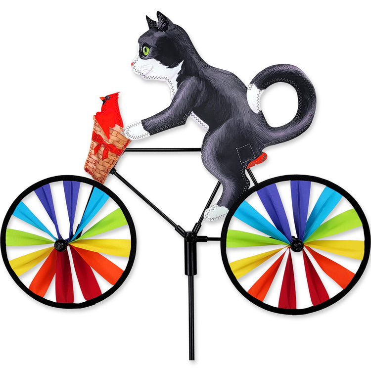 Tuxedo Cat Bicycle Yard Art Spinner