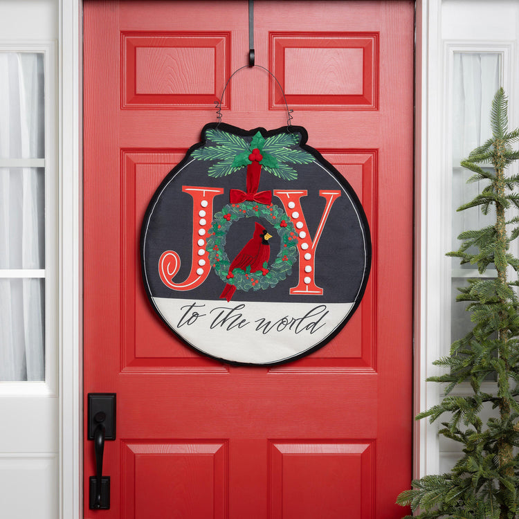 Joy to the World Wreath Estate Door Hanger; Polyester 25"Wx24"T