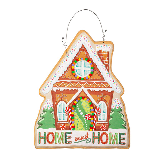 Gingerbread Home Sweet Home Estate Door Hanger; Polyester 25.5"Wx21"T