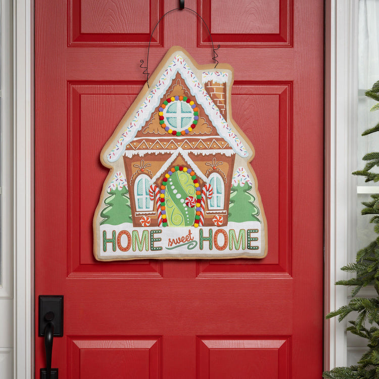 Gingerbread Home Sweet Home Estate Door Hanger; Polyester 25.5"Wx21"T