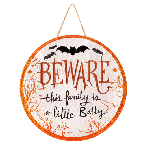 Halloween Beware Moire Door Hanger; Polyester __"Lx__"W