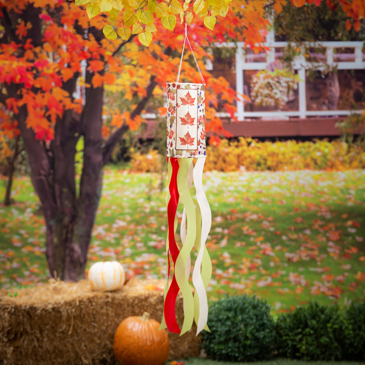 Welcome Fall Leaf Windsock; Polyester 6"ODx40"L