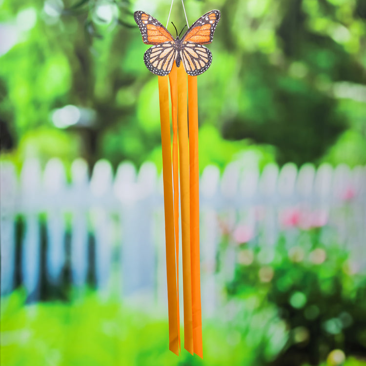 Butterfly in Flight Fabric Wind Spinner; Polyester 10.5"Wx40"L