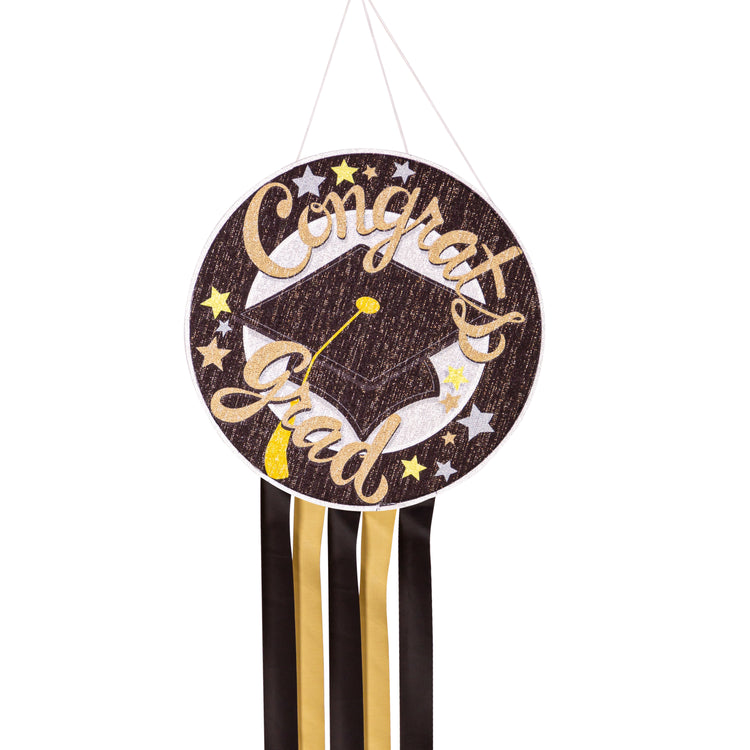 Congrats Grad Wind Spinner Windsock; Polyester 12"Wx40"L